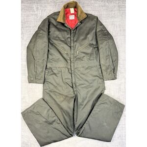 Zero Zone Coveralls Mens XL Green Insulated Vintage 80s Workwear Made In USA